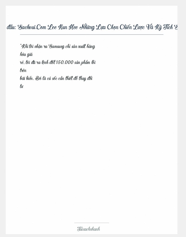 Trích đoạn Sachvui.Com Lee Kun Hee Những Lựa Chọn Chiến Lược Và Kỳ Tích Samsung Ji P