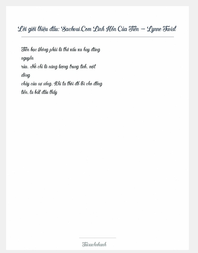 Trích đoạn Sachvui.Com Linh Hồn Của Tiền - Lynne Twist