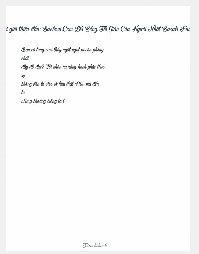 Trích đoạn Sachvui.Com Lối Sống Tối Giản Của Người Nhật Sasaki Fumio