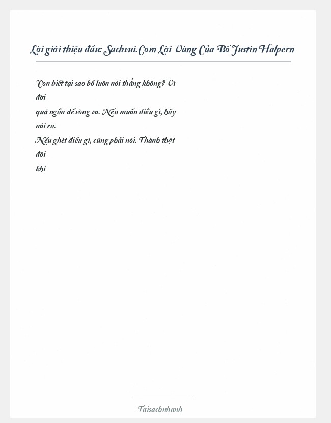 Trích đoạn Sachvui.Com Lời Vàng Của Bố Justin Halpern