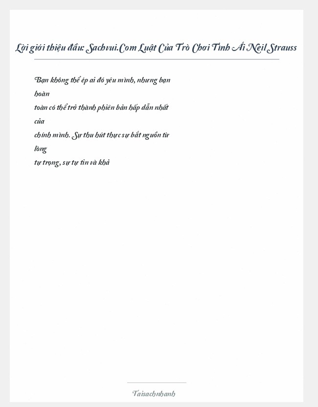 Trích đoạn Sachvui.Com Luật Của Trò Chơi Tình Ái Neil Strauss