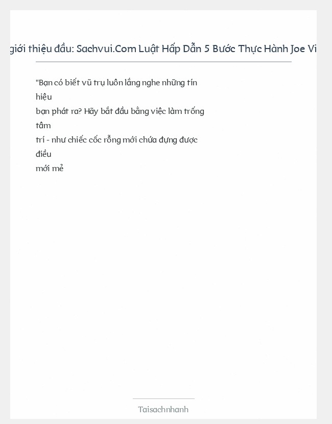 Trích đoạn Sachvui.Com Luật Hấp Dẫn 5 Bước Thực Hành Joe Vitale