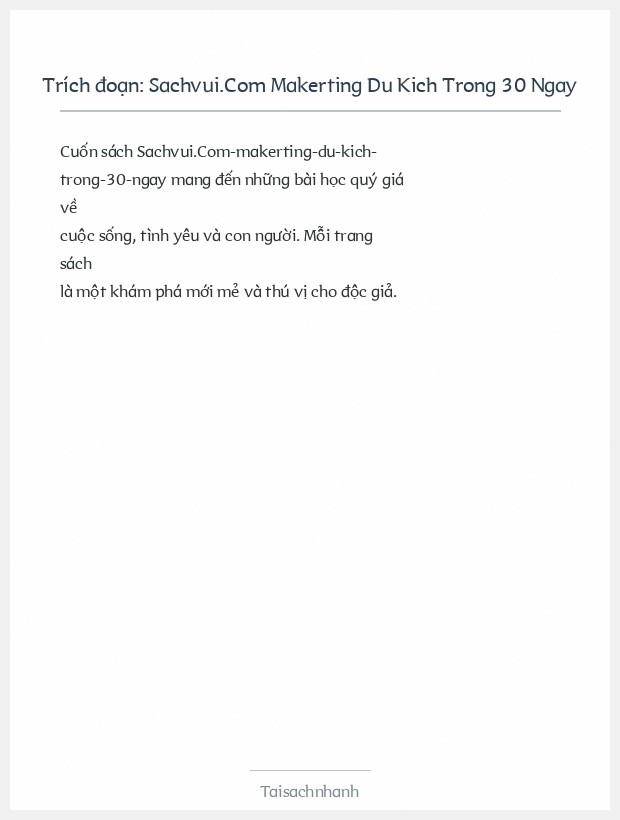 Trích đoạn Sachvui.Com Makerting Du Kich Trong 30 Ngay