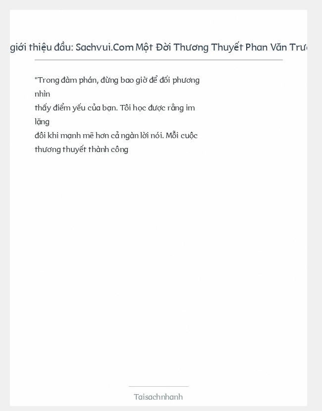 Trích đoạn Sachvui.Com Một Đời Thương Thuyết Phan Văn Trường
