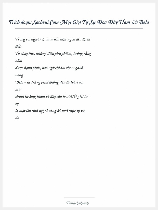 Trích đoạn Sachvui.Com Một Giọt Tự Sự Đọa Đày Ham Và Bela