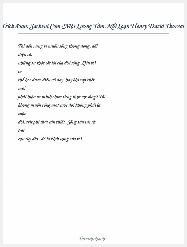 Trích đoạn Sachvui.Com Một Lương Tâm Nổi Loạn Henry David Thoreau