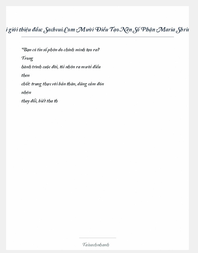 Trích đoạn Sachvui.Com Mười Điều Tạo Nên Số Phận Maria Shriver