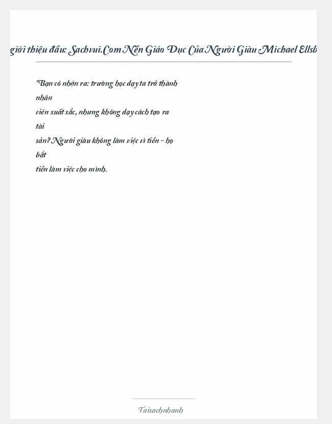 Trích đoạn Sachvui.Com Nền Giáo Dục Của Người Giàu Michael Ellsberg