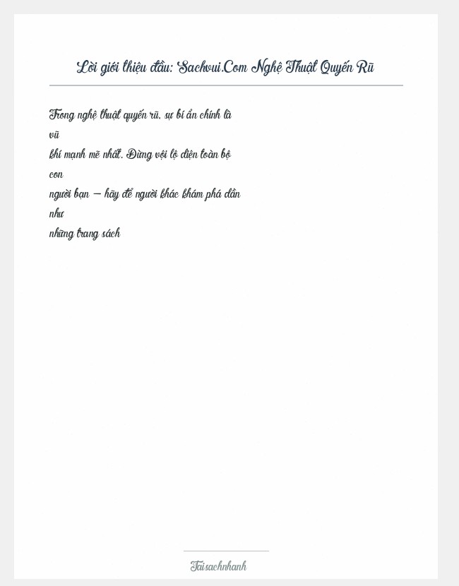 Trích đoạn Sachvui.Com Nghệ Thuật Quyến Rũ