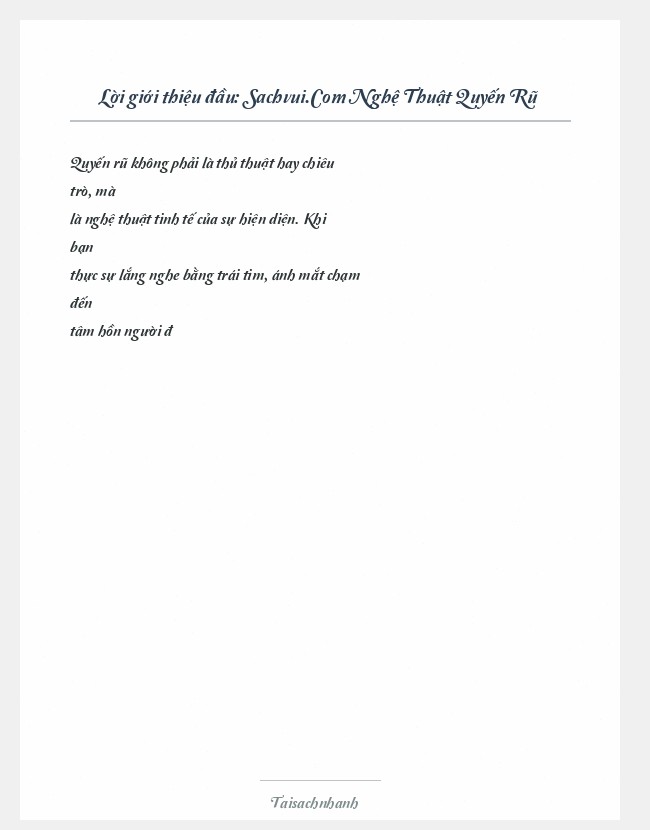 Trích đoạn Sachvui.Com Nghệ Thuật Quyến Rũ