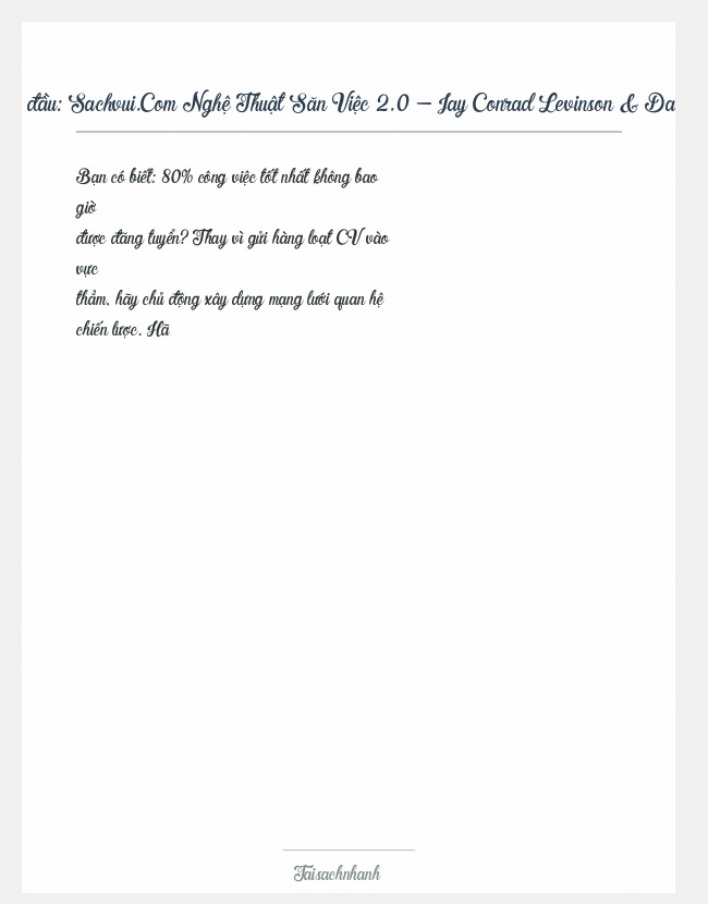 Trích đoạn Sachvui.Com Nghệ Thuật Săn Việc 2.0 - Jay Conrad Levinson & David E. Perry
