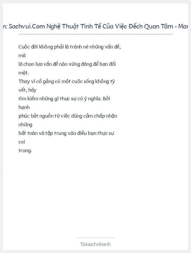 Trích đoạn Sachvui.Com Nghệ Thuật Tinh Tế Của Việc Đếch Quan Tâm - Mark Manson