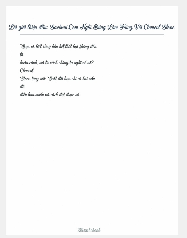 Trích đoạn Sachvui.Com Nghĩ Đúng Làm Trúng Với Clement Stone