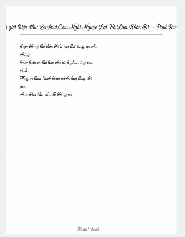 Trích đoạn Sachvui.Com Nghĩ Ngược Lại Và Làm Khác Đi - Paul Arden