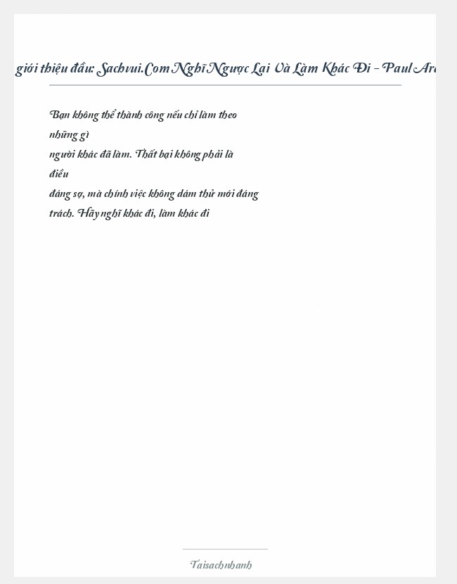 Trích đoạn Sachvui.Com Nghĩ Ngược Lại Và Làm Khác Đi - Paul Arden