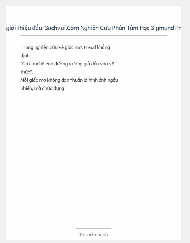 Trích đoạn Sachvui.Com Nghiên Cứu Phân Tâm Học Sigmund Freud