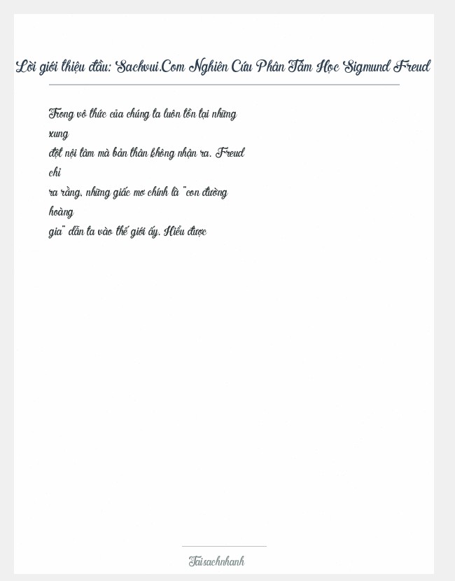 Trích đoạn Sachvui.Com Nghiên Cứu Phân Tâm Học Sigmund Freud