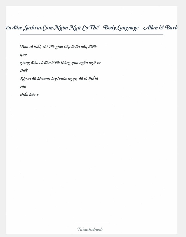 Trích đoạn Sachvui.Com Ngôn Ngữ Cơ Thể - Body Language - Allan & Barbara Pease