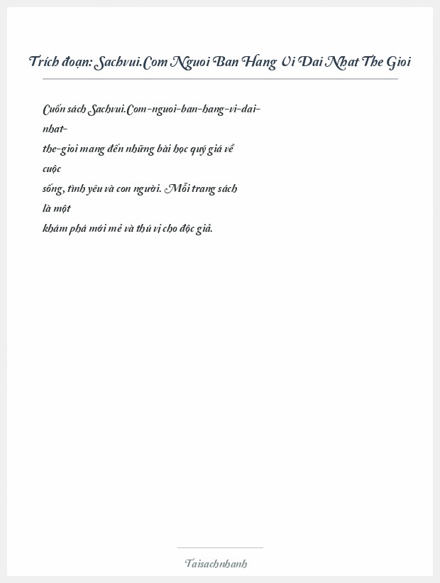 Trích đoạn Sachvui.Com Nguoi Ban Hang Vi Dai Nhat The Gioi