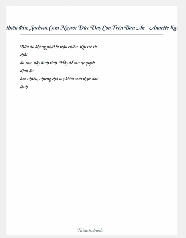 Trích đoạn Sachvui.Com Người Đức Dạy Con Trên Bàn Ăn - Annette Kast-Zahn