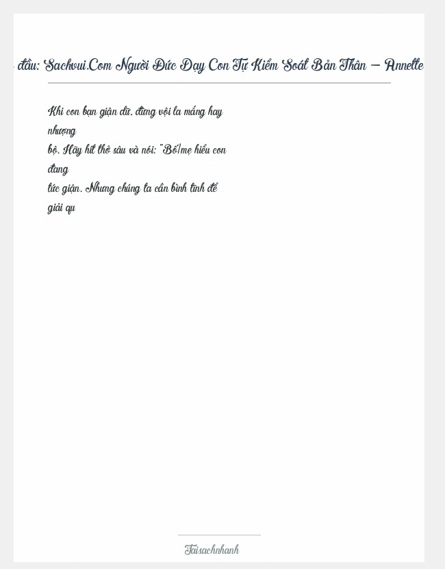 Trích đoạn Sachvui.Com Người Đức Dạy Con Tự Kiểm Soát Bản Thân - Annette Kast-Zahn