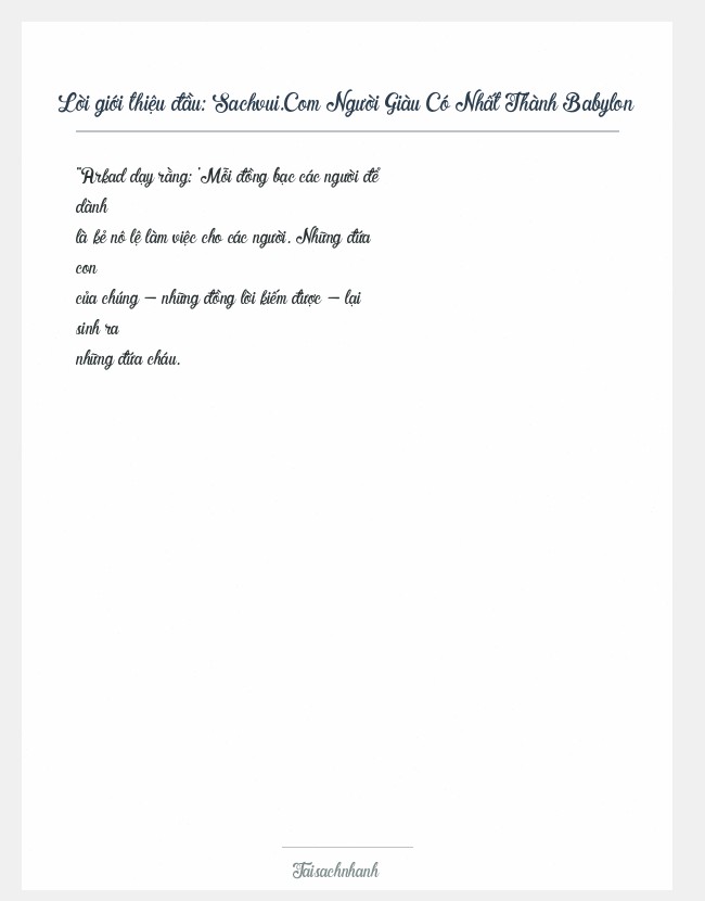 Trích đoạn Sachvui.Com Người Giàu Có Nhất Thành Babylon
