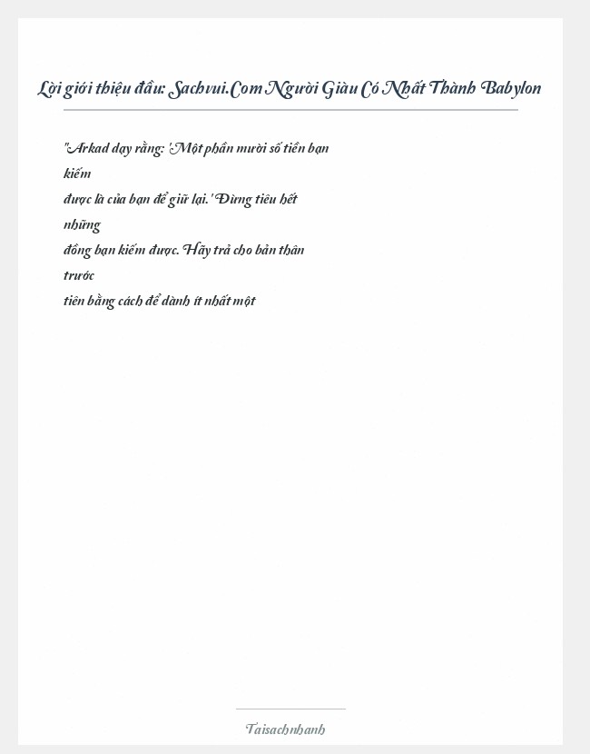 Trích đoạn Sachvui.Com Người Giàu Có Nhất Thành Babylon