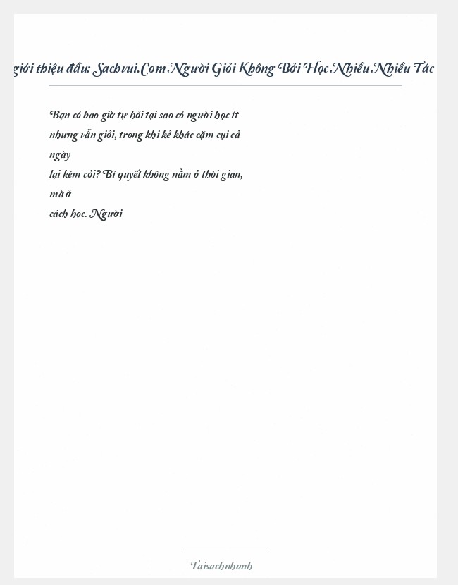 Trích đoạn Sachvui.Com Người Giỏi Không Bởi Học Nhiều Nhiều Tác Giả