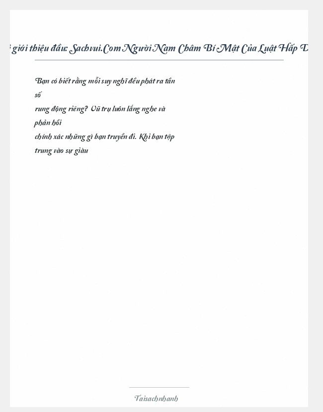 Trích đoạn Sachvui.Com Người Nam Châm Bí Mật Của Luật Hấp Dẫn