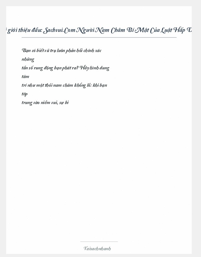 Trích đoạn Sachvui.Com Người Nam Châm Bí Mật Của Luật Hấp Dẫn