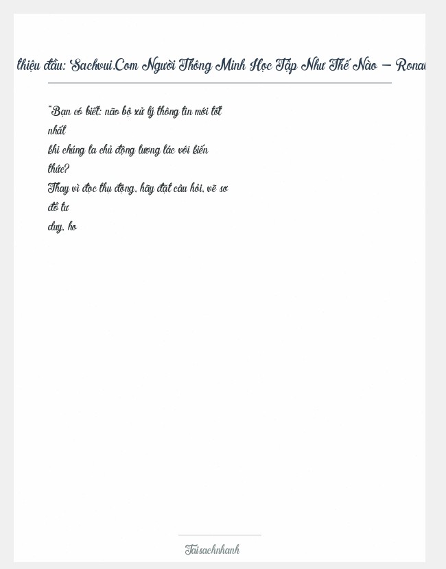 Trích đoạn Sachvui.Com Người Thông Minh Học Tập Như Thế Nào - Ronald Gross