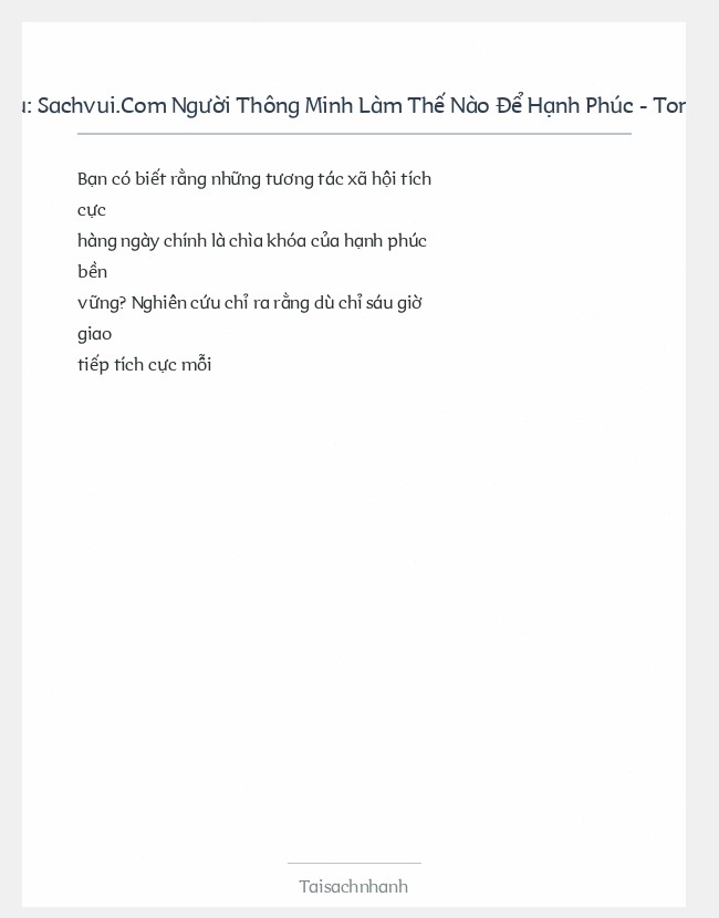 Trích đoạn Sachvui.Com Người Thông Minh Làm Thế Nào Để Hạnh Phúc - Tom Rath & Jim Har