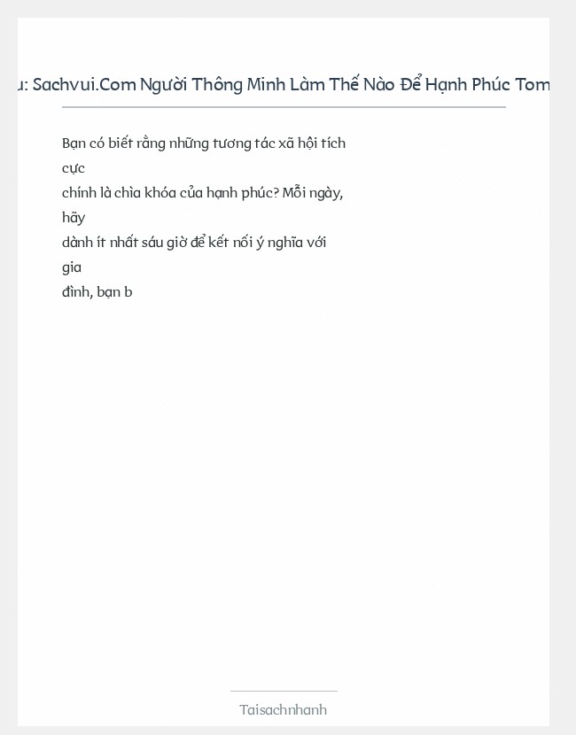 Trích đoạn Sachvui.Com Người Thông Minh Làm Thế Nào Để Hạnh Phúc Tom Rath Jim Harter