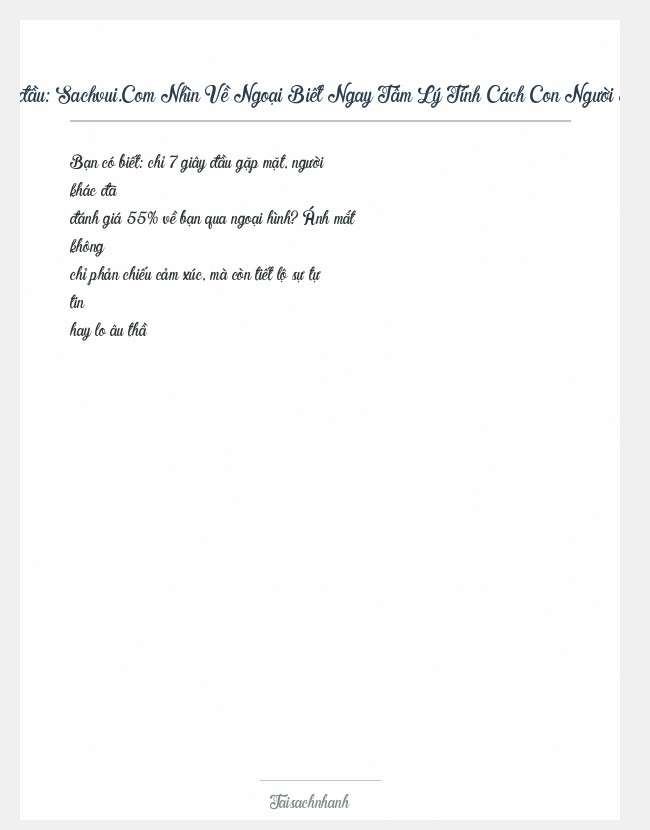 Trích đoạn Sachvui.Com Nhìn Về Ngoại Biết Ngay Tâm Lý Tính Cách Con Người Mênh Mông