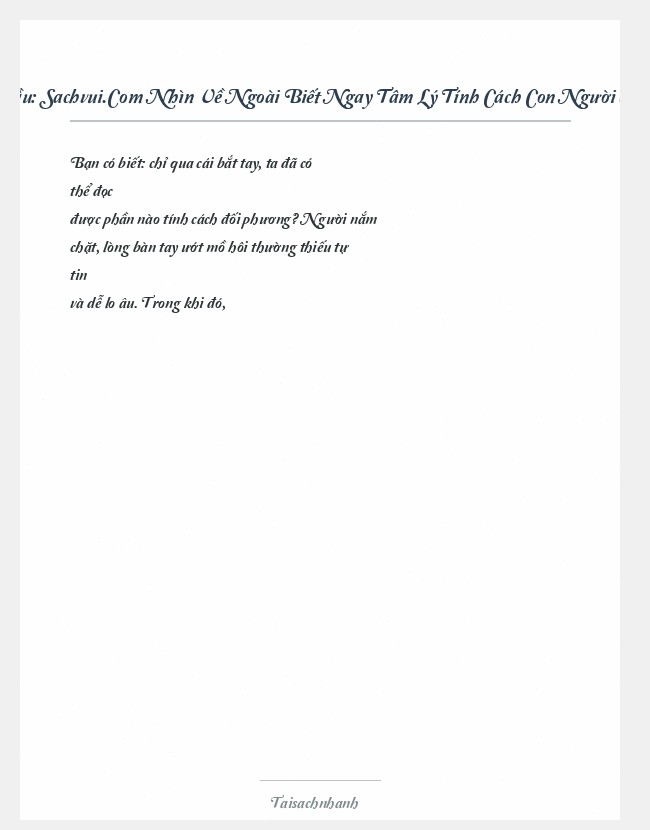 Trích đoạn Sachvui.Com Nhìn Về Ngoài Biết Ngay Tâm Lý Tính Cách Con Người Mênh Mông