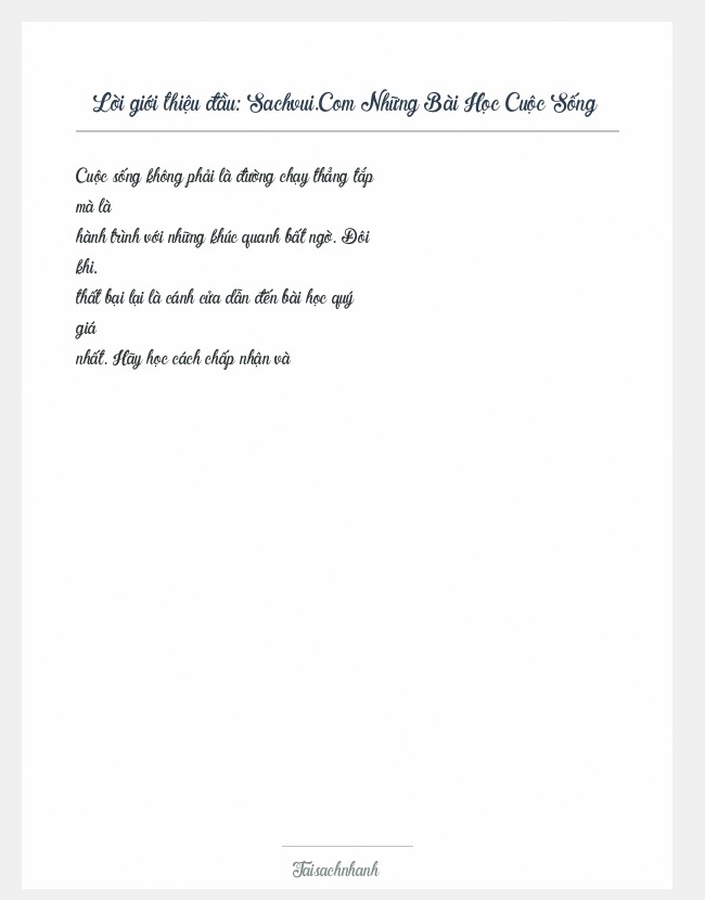 Trích đoạn Sachvui.Com Những Bài Học Cuộc Sống