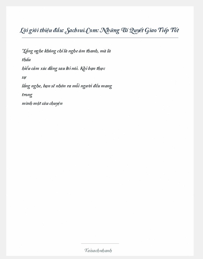 Trích đoạn Sachvui.Com: Những Bí Quyết Giao Tiếp Tốt