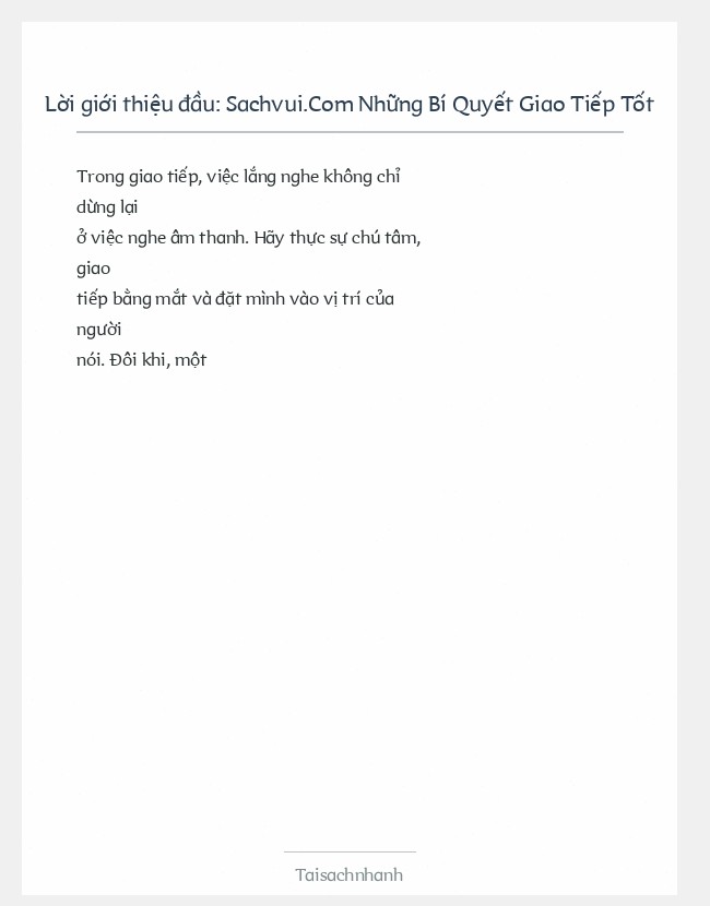 Trích đoạn Sachvui.Com Những Bí Quyết Giao Tiếp Tốt