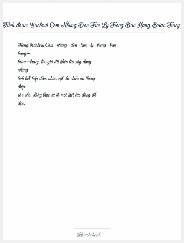 Trích đoạn Sachvui.Com Nhung Don Tam Ly Trong Ban Hang Brian Tracy