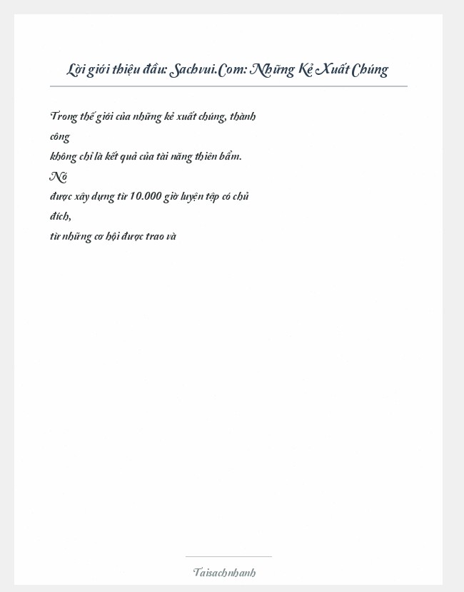 Trích đoạn Sachvui.Com: Những Kẻ Xuất Chúng