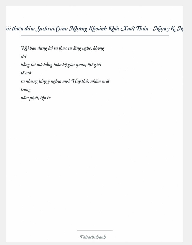 Trích đoạn Sachvui.Com: Những Khoảnh Khắc Xuất Thần - Nancy K. Napier