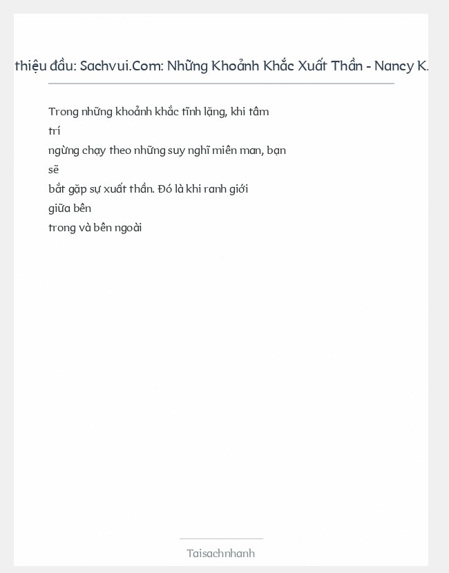 Trích đoạn Sachvui.Com: Những Khoảnh Khắc Xuất Thần - Nancy K. Napier