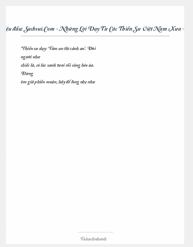 Trích đoạn Sachvui.Com - Những Lời Dạy Từ Các Thiền Sư Việt Nam Xưa - Nhiều T