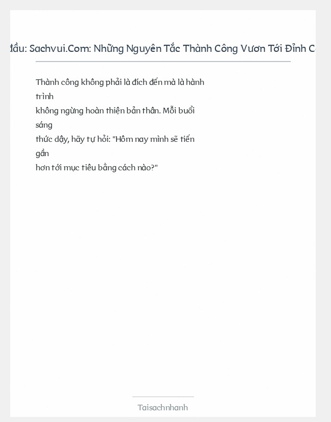 Trích đoạn Sachvui.Com: Những Nguyên Tắc Thành Công Vươn Tới Đỉnh Cao Từ Xuất Ph