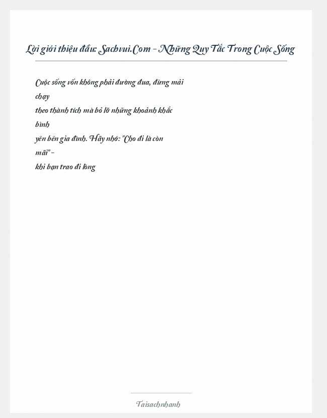Trích đoạn Sachvui.Com - Những Quy Tắc Trong Cuộc Sống