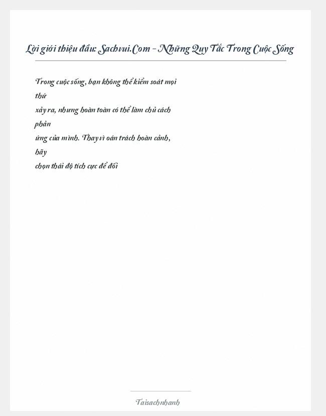 Trích đoạn Sachvui.Com - Những Quy Tắc Trong Cuộc Sống