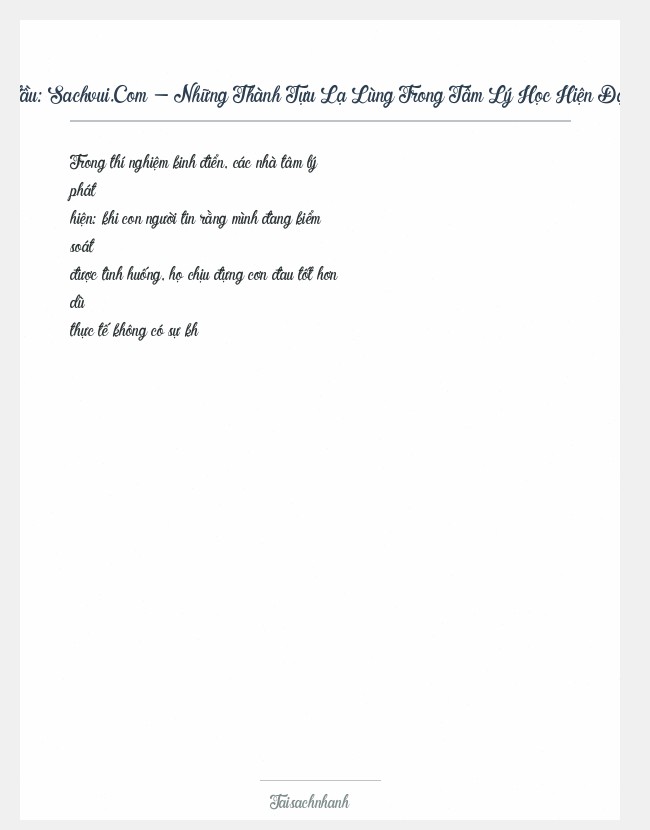 Trích đoạn Sachvui.Com - Những Thành Tựu Lạ Lùng Trong Tâm Lý Học Hiện Đại Pierre Daco