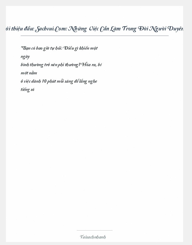 Trích đoạn Sachvui.Com: Những Việc Cần Làm Trong Đời Người Duyên Hải