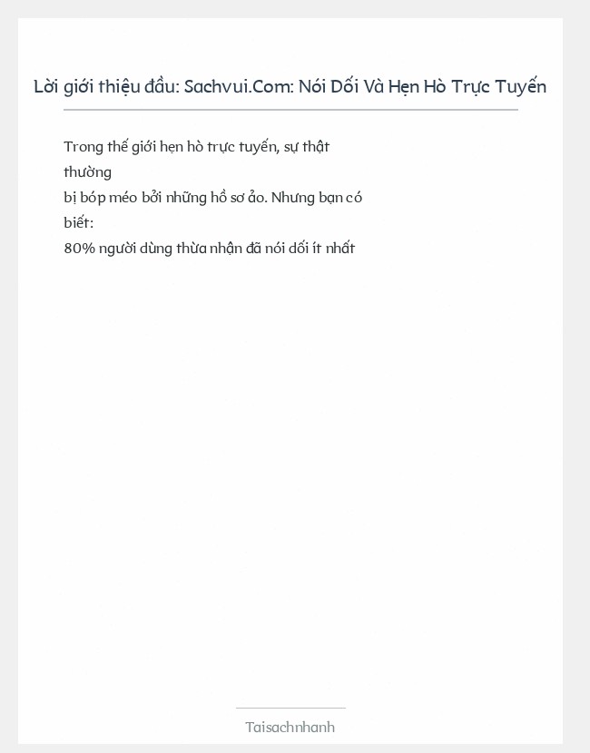 Trích đoạn Sachvui.Com: Nói Dối Và Hẹn Hò Trực Tuyến