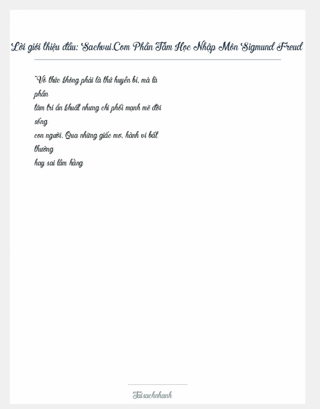 Trích đoạn Sachvui.Com Phần Tâm Học Nhập Môn Sigmund Freud